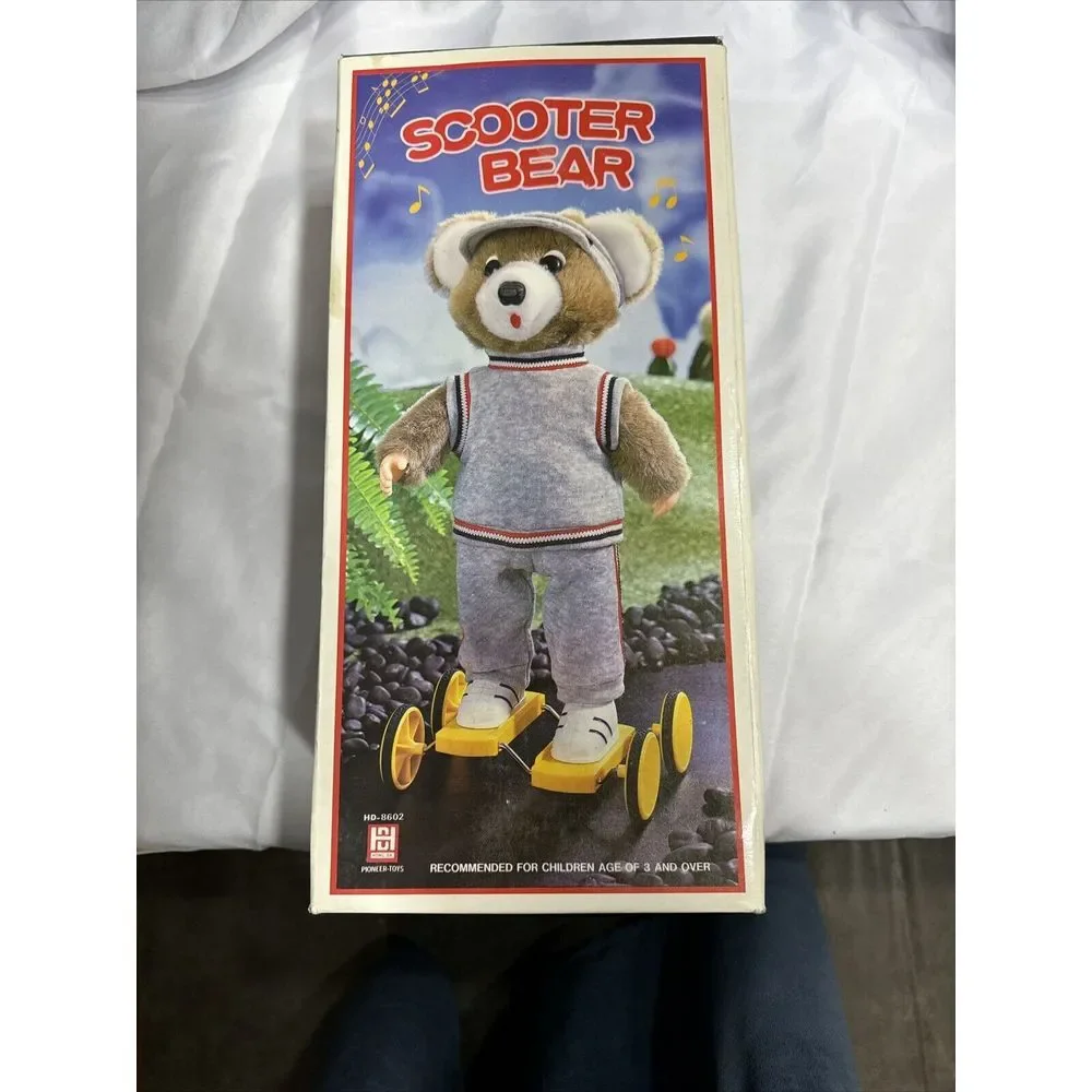 RARE 1980's SCOOTER BEAR BATTERY OPERATED -BRAND‎ NEW/ORIGINAL FACTORY BOX